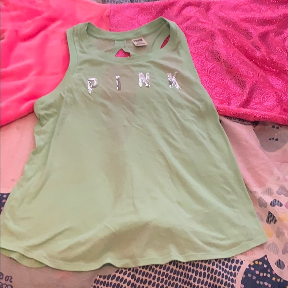 Lime Green Pink Varsity Shirt with split down back